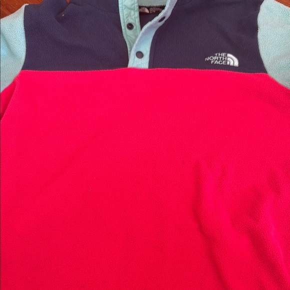 The North Face Girl’s Kids' Pink and Blue Fleece Pullover Sweatshirt Size XL - Picture 7 of 8